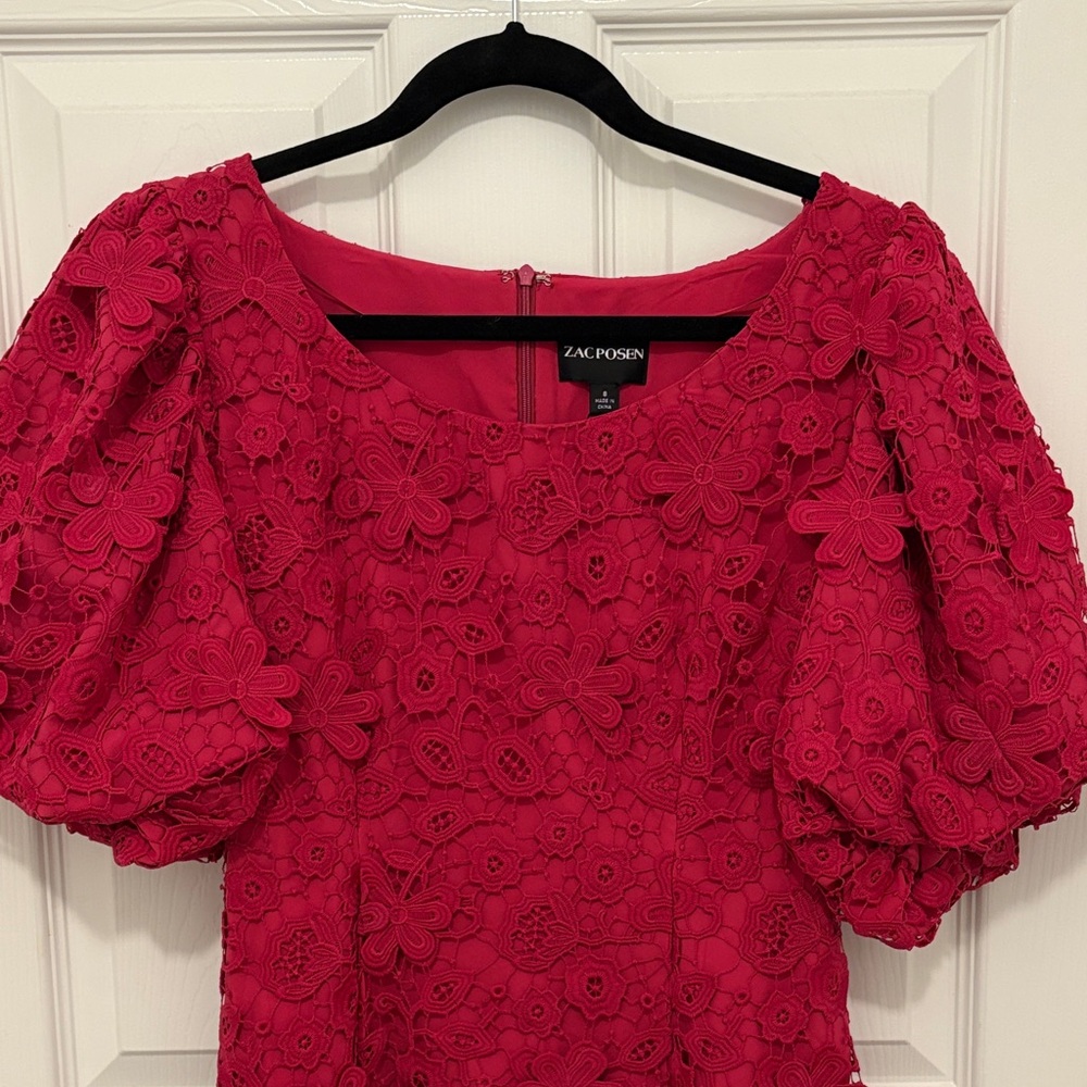Zac Posen Fuchsia Floral Lace Dress